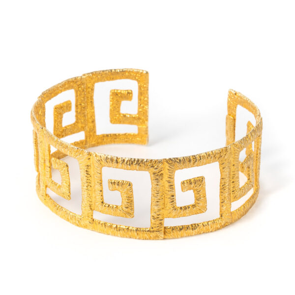 Sterling Silver Cuff Bracelet with continuous Greek key - Μeander